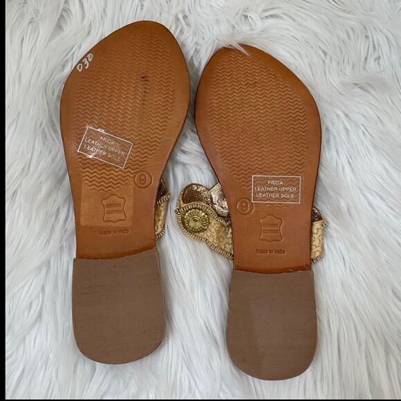 NEW! Matisse Frida Brown Leather Embellished Slip On Thong Sandals 9 - Picture 4 of 5